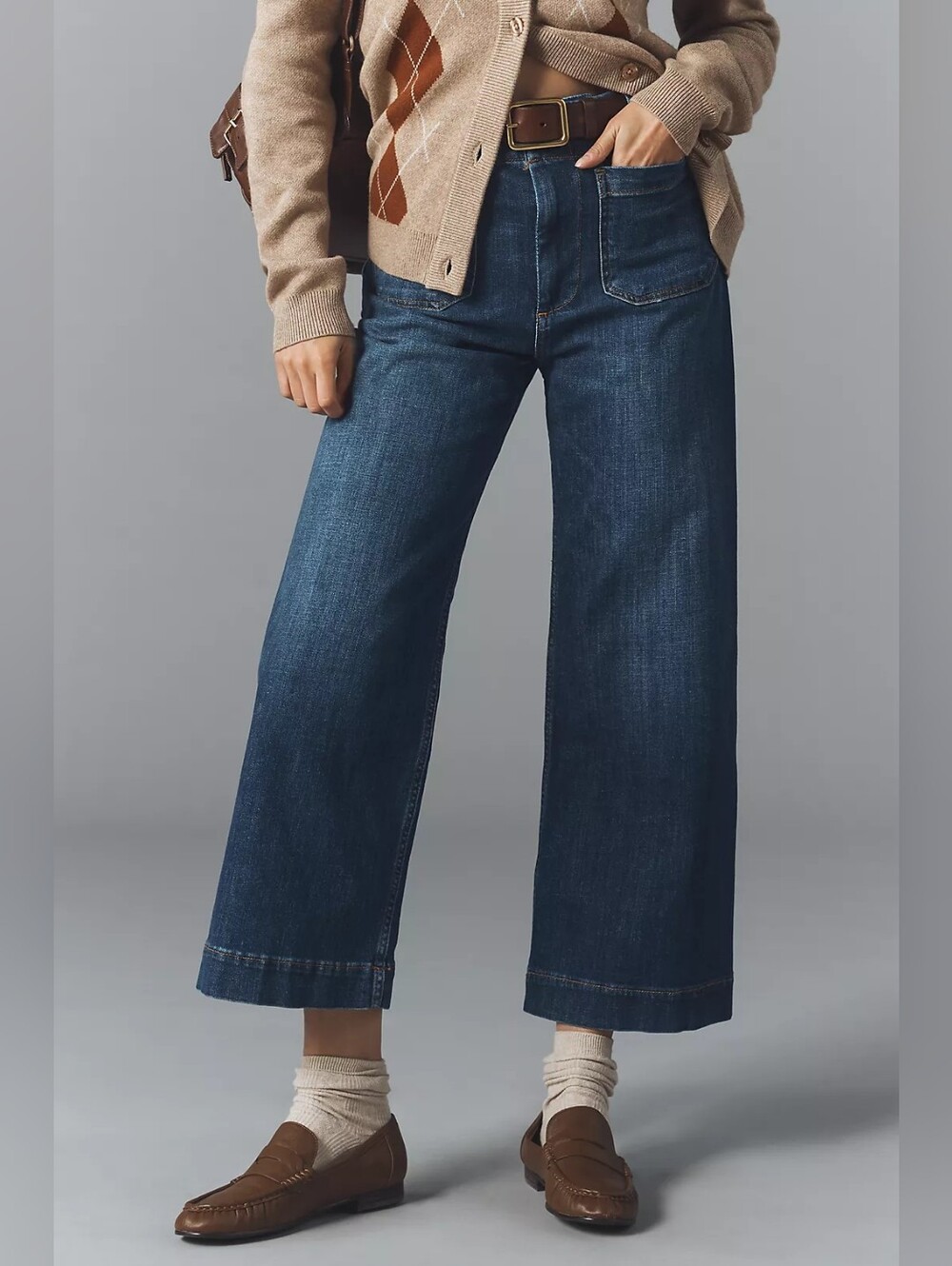 Maeve Colette High-Rise Wide-Leg Cropped Jeans 28T Tall